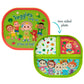 The First Years Cocomelon Toddler Dinnerware Set - Plastic Dinnerware Set And Toddler Utensils - 2 Reversible Baby Plates And 4
