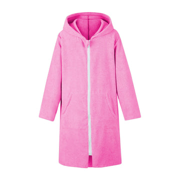Missshorthair Towel Poncho For Kid, Zipper Beach Cover Up With Hood, Swim Changing Robe For Boy, Girls Bath Towel Robe Zipper St