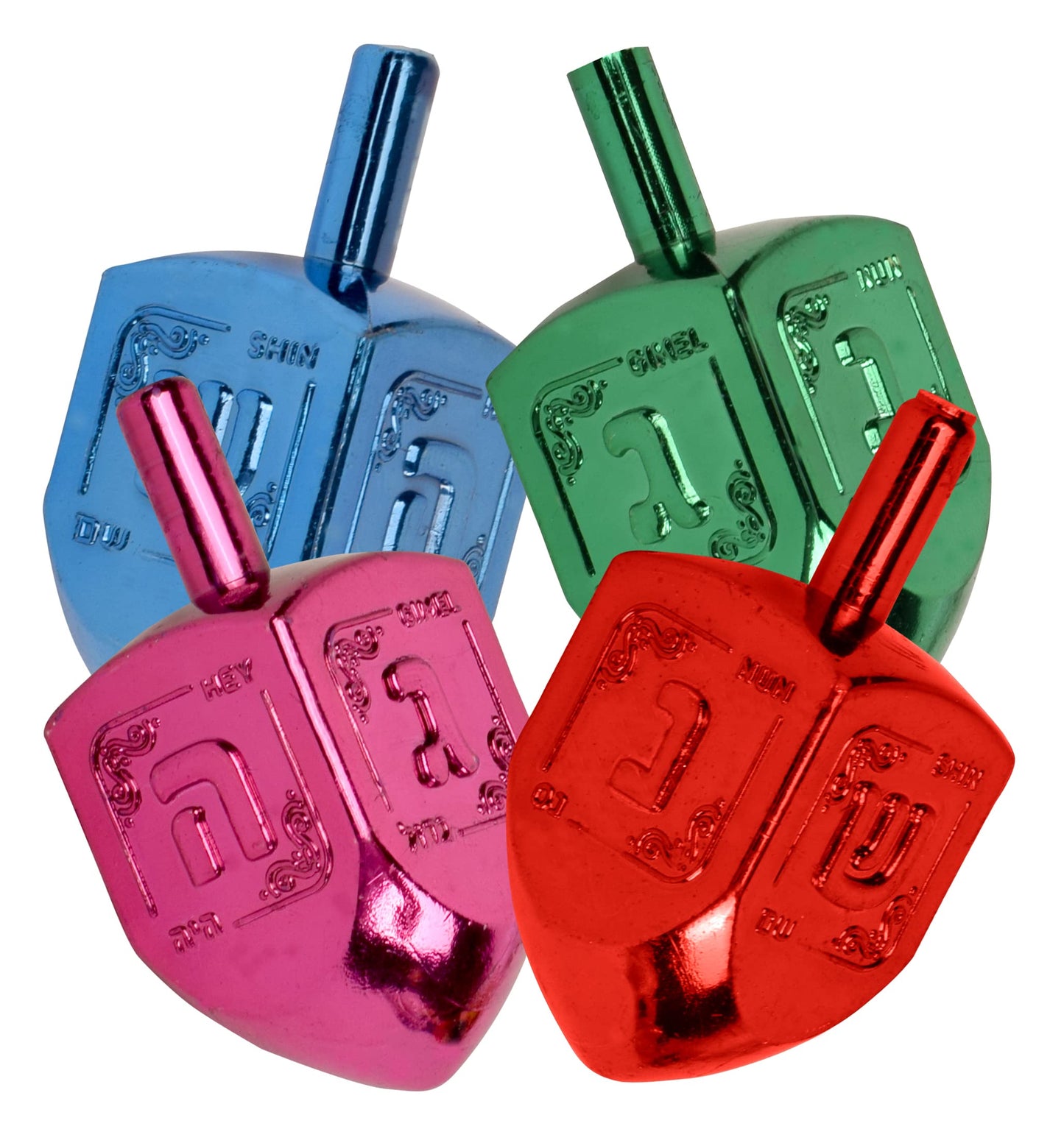 Izzy 'N' Dizzy Hanukkah Multicolor Metallic Dreidel (Pack Of 10) - Medium