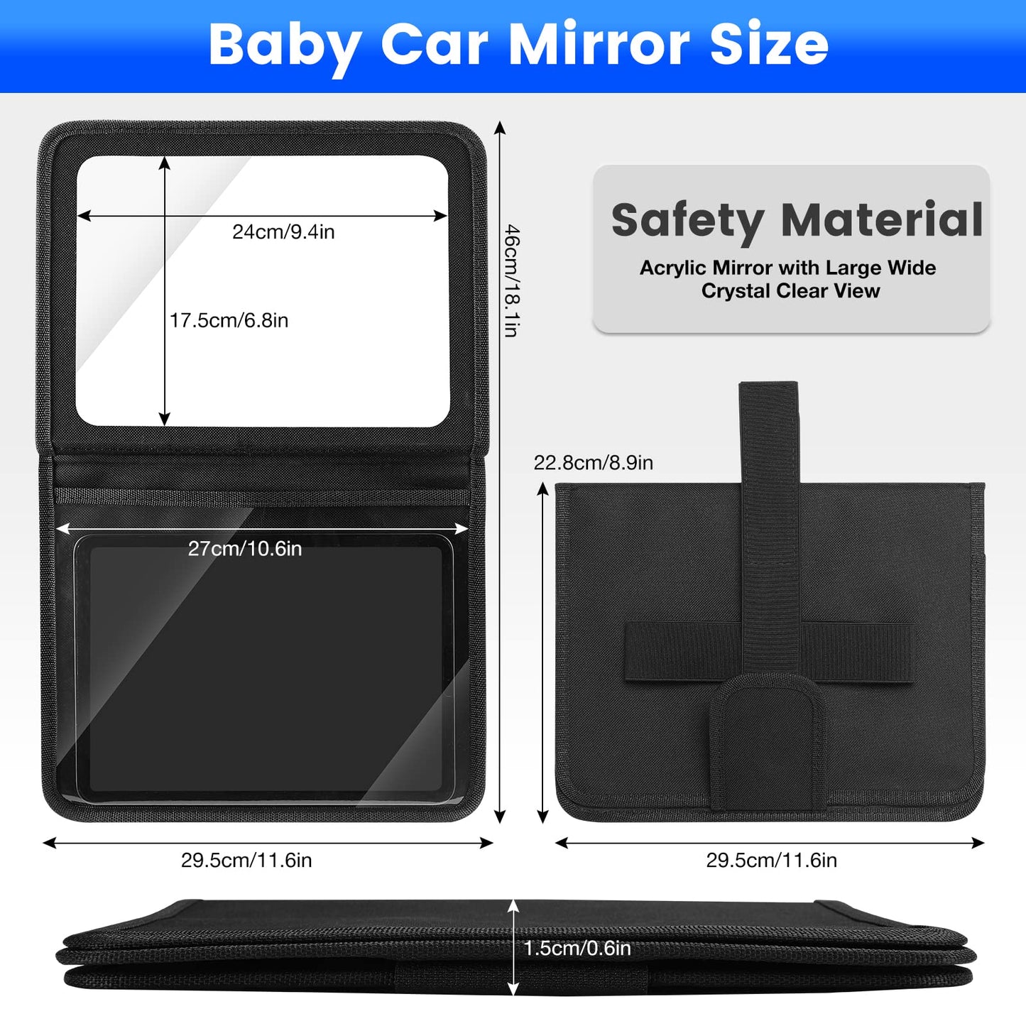 Brislut Baby Car Mirror With Tablet Holder, Road Trip Essentials For Kids, Back Seat Mirror To See Rear Facing Infant, Adjustabl