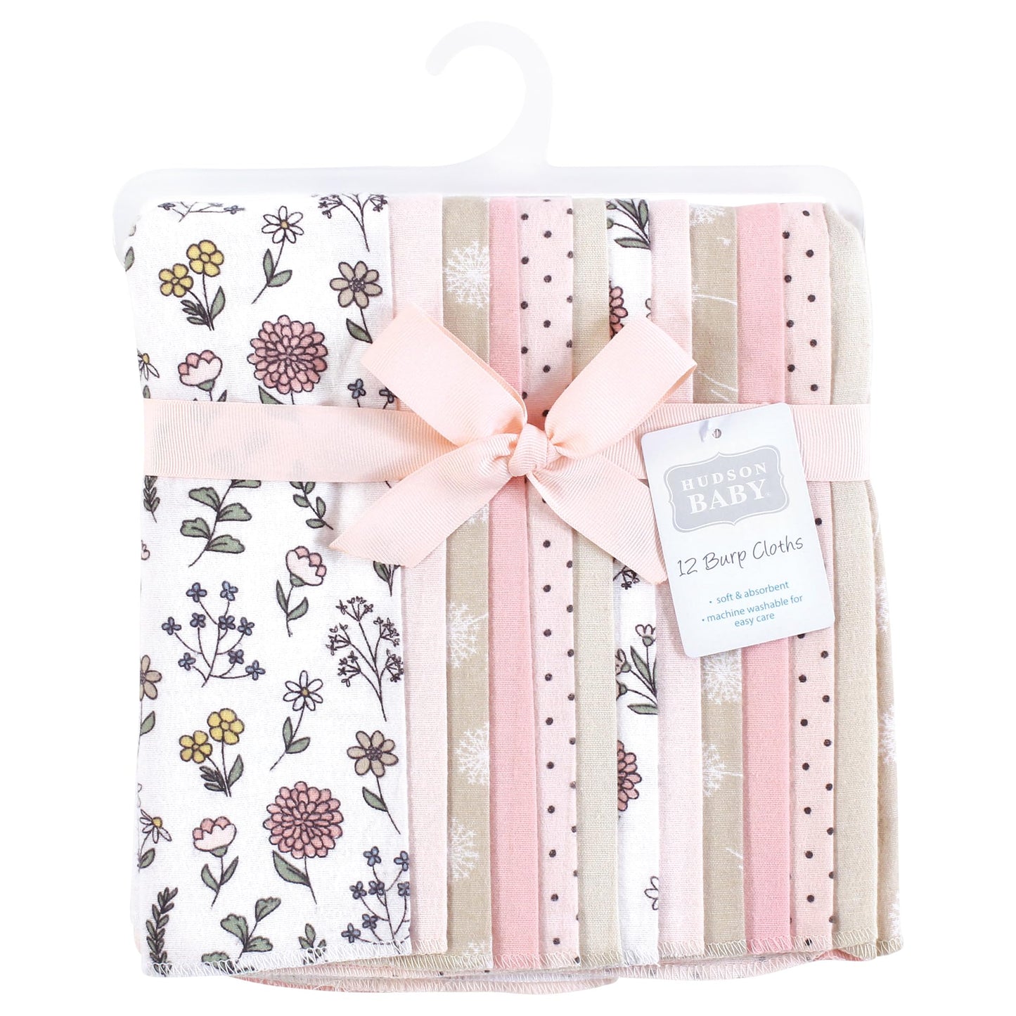 Hudson Baby Unisex Baby Flannel Burp Cloth 12Pk, Dandelion Wish, One Size