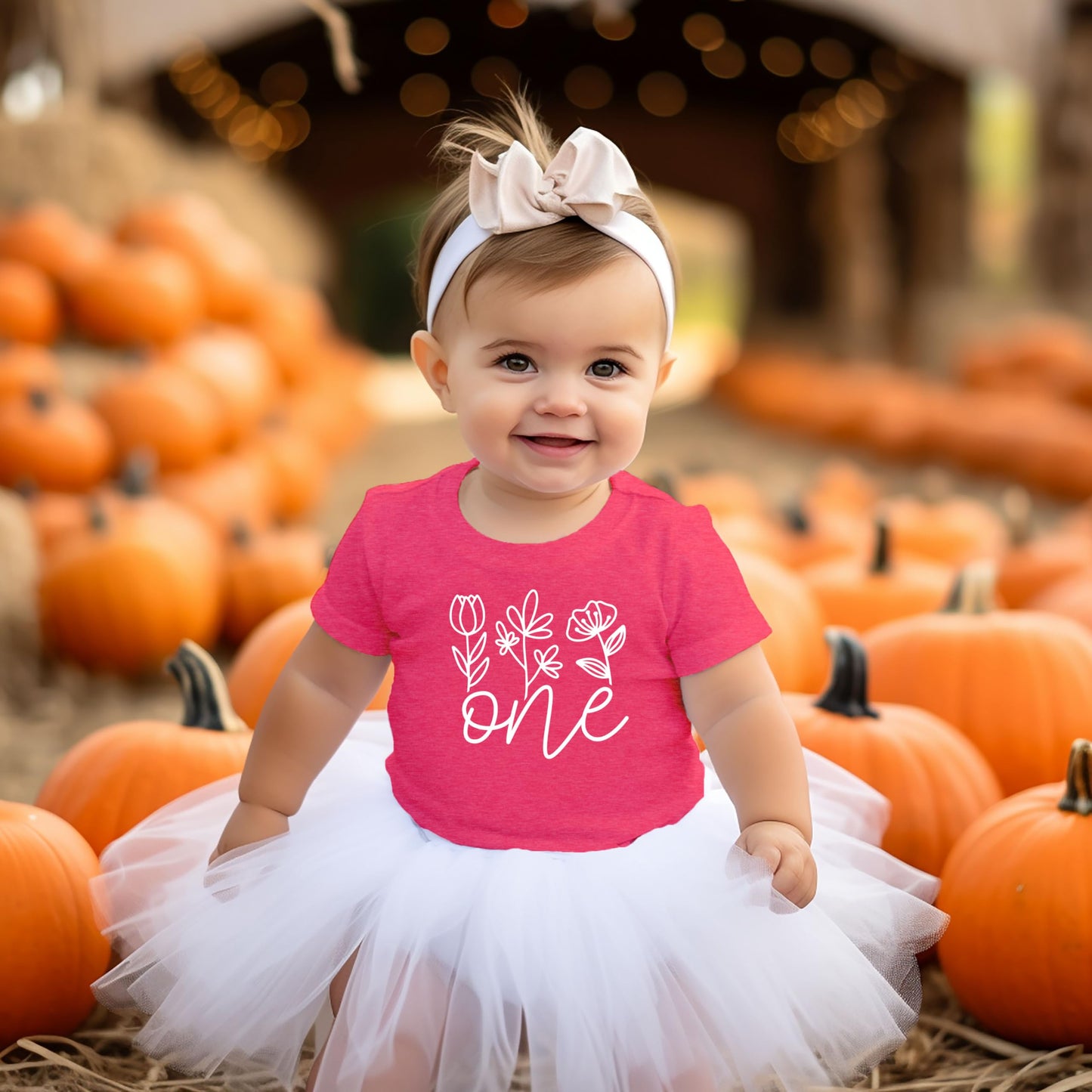 One Floral 1St Birthday Shirt For Baby Girls First Birthday Outfit White On Vintage Pink 12 Months