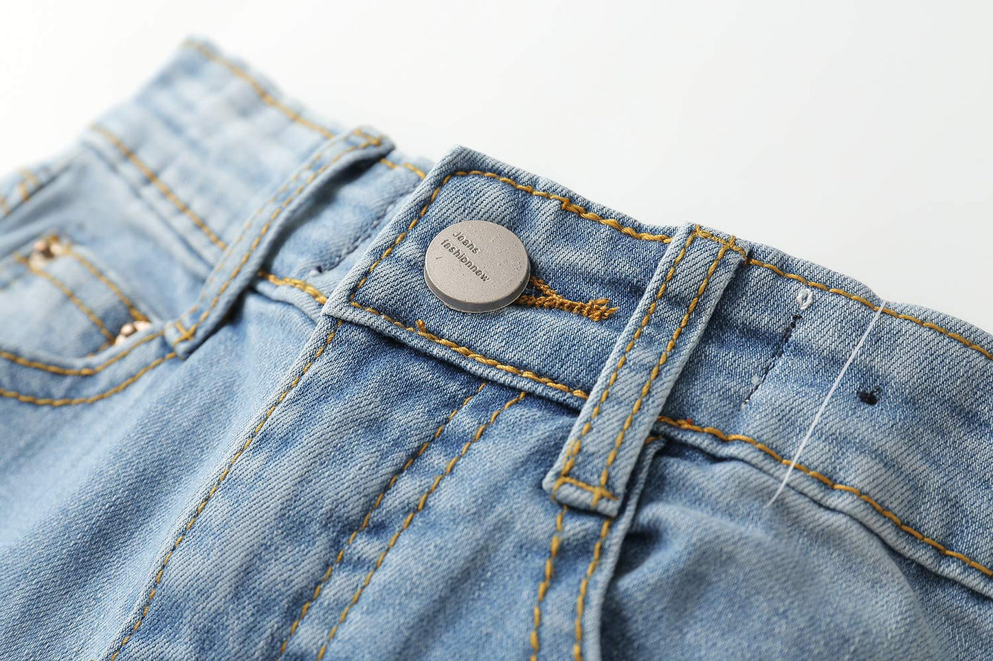 Kidscool Space Baby Girl Boy Jean,D Ring Elastic Band Inside Ripped Denim Pants,Light Blue,4-5 Years