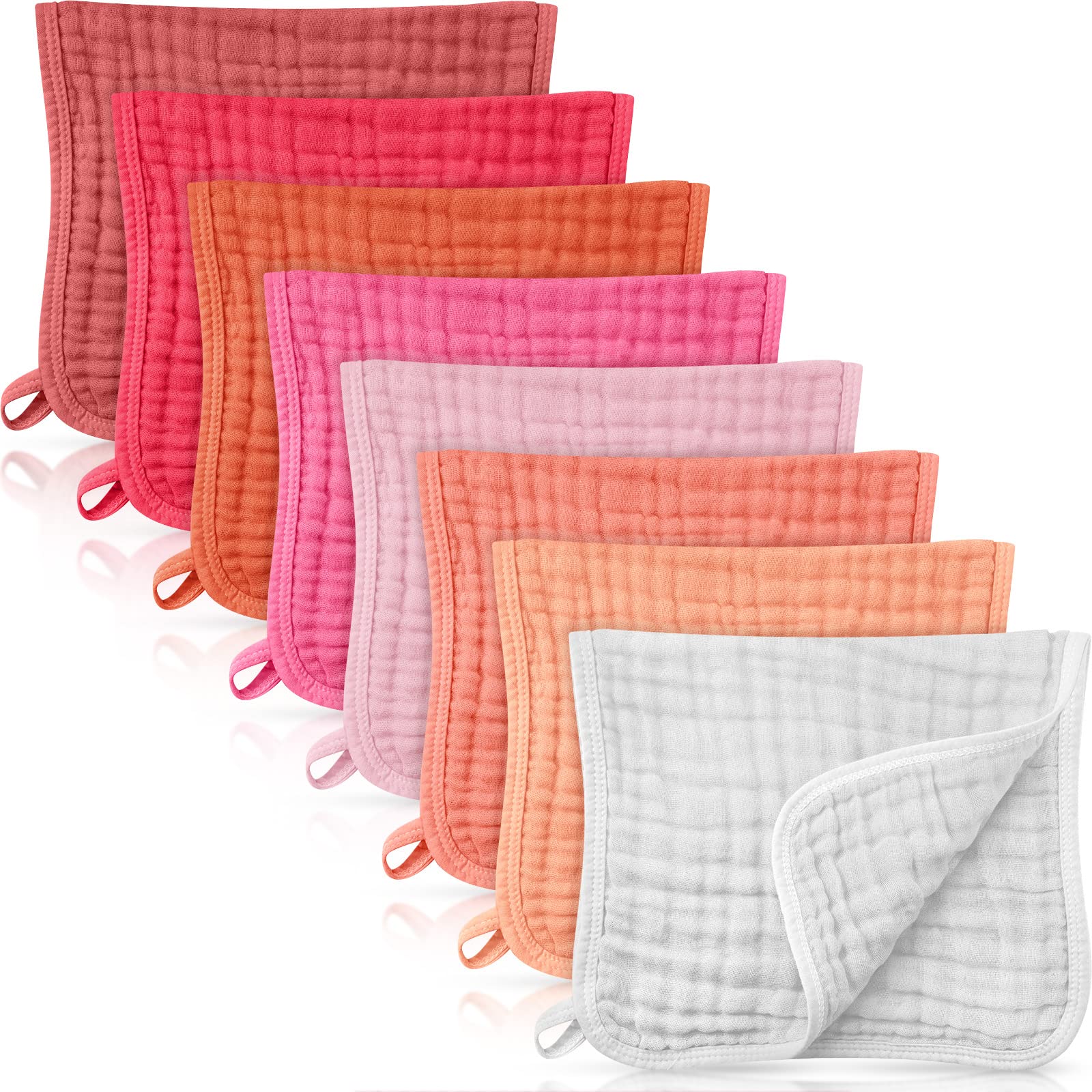 Remagr 8 Packs Muslin Burp Cloths 6 Layers Unisex Baby Items Absorbent Burp Rags Colorful Muslin Washcloths For Baby Plain Soft