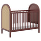 babyletto Bondi Cane 3-in-1 Convertible Crib with Toddler Bed Conversion Kit in Crimson with Natural Cane, Greenguard Gold Certi