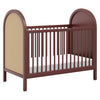 babyletto Bondi Cane 3-in-1 Convertible Crib with Toddler Bed Conversion Kit in Crimson with Natural Cane, Greenguard Gold Certi