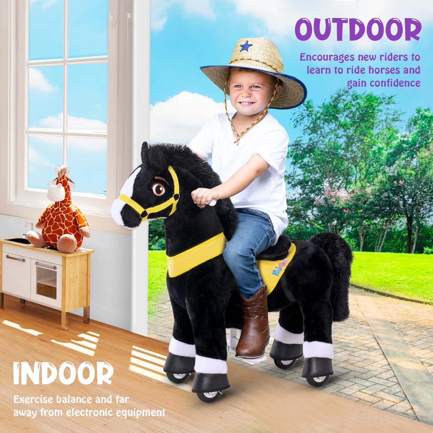 PonyCycle Pony Cycle 4-8 Ride on Pony Toy Spring Rocking Horse Riding Toy Essential Model E (35.4 Height/Size 4) Horse Rider Rid