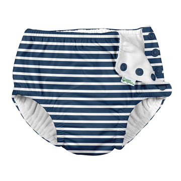 I Play Boys Reusable Absorbent Baby Swim Diapers Navy Stripe 6 Months