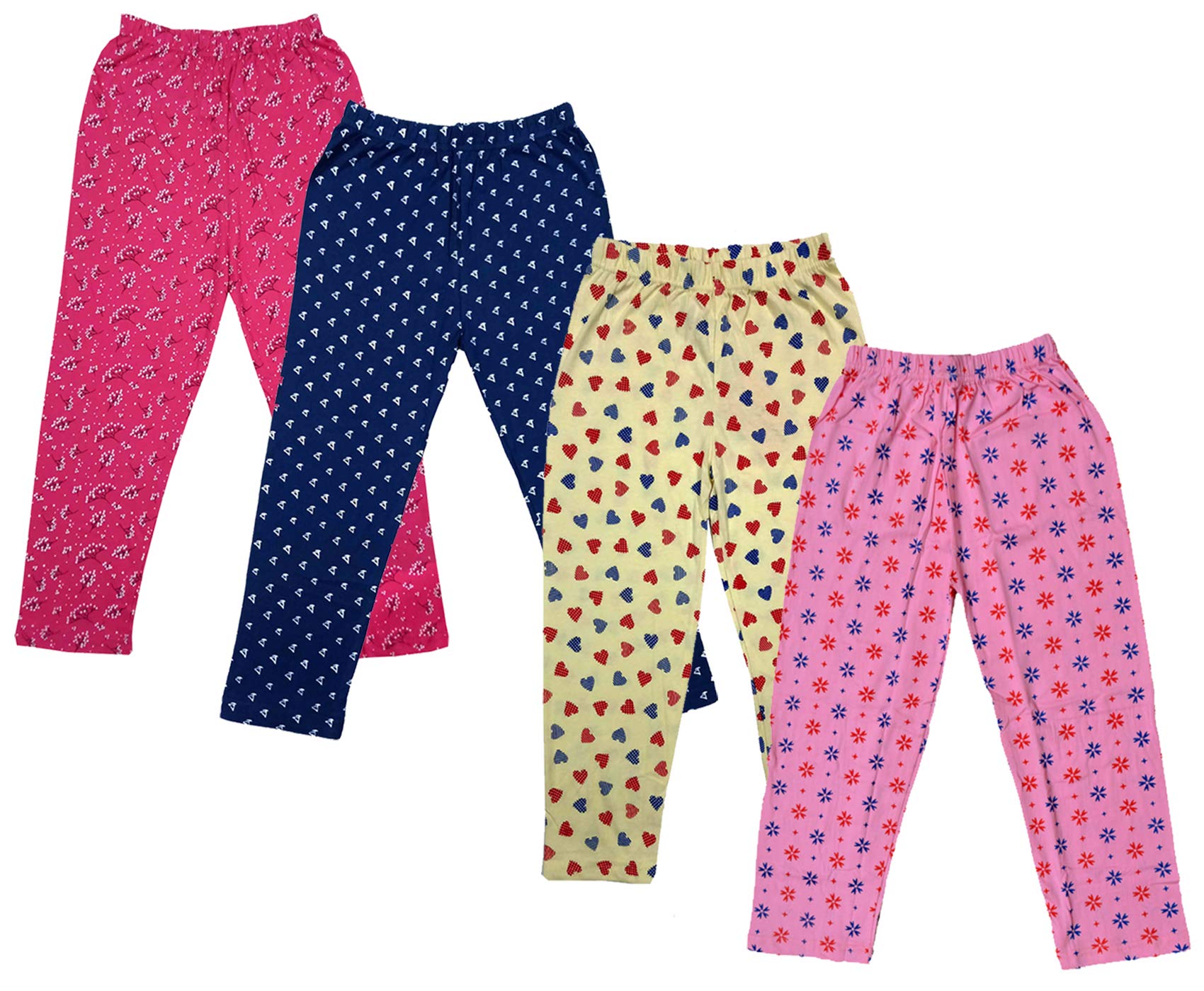 IndiWeaves Girls Regular Fit Cotton Printed Pajama Pants  Pack of 4, Comfortable Lounge & Sleepwear Bottoms, Soft, Breathable F