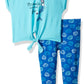 French Toast Baby Girls' Short Sleeve Tie Front Tee/Printed Capri Legging Set, Blue Curaco, 12M