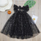 Agqt Toddler Girls Tulle Tutu Dress Sleeveless Sequin Summer Birthday Party Pageant Gowns Halloween Costume Dress Black-Sequin D