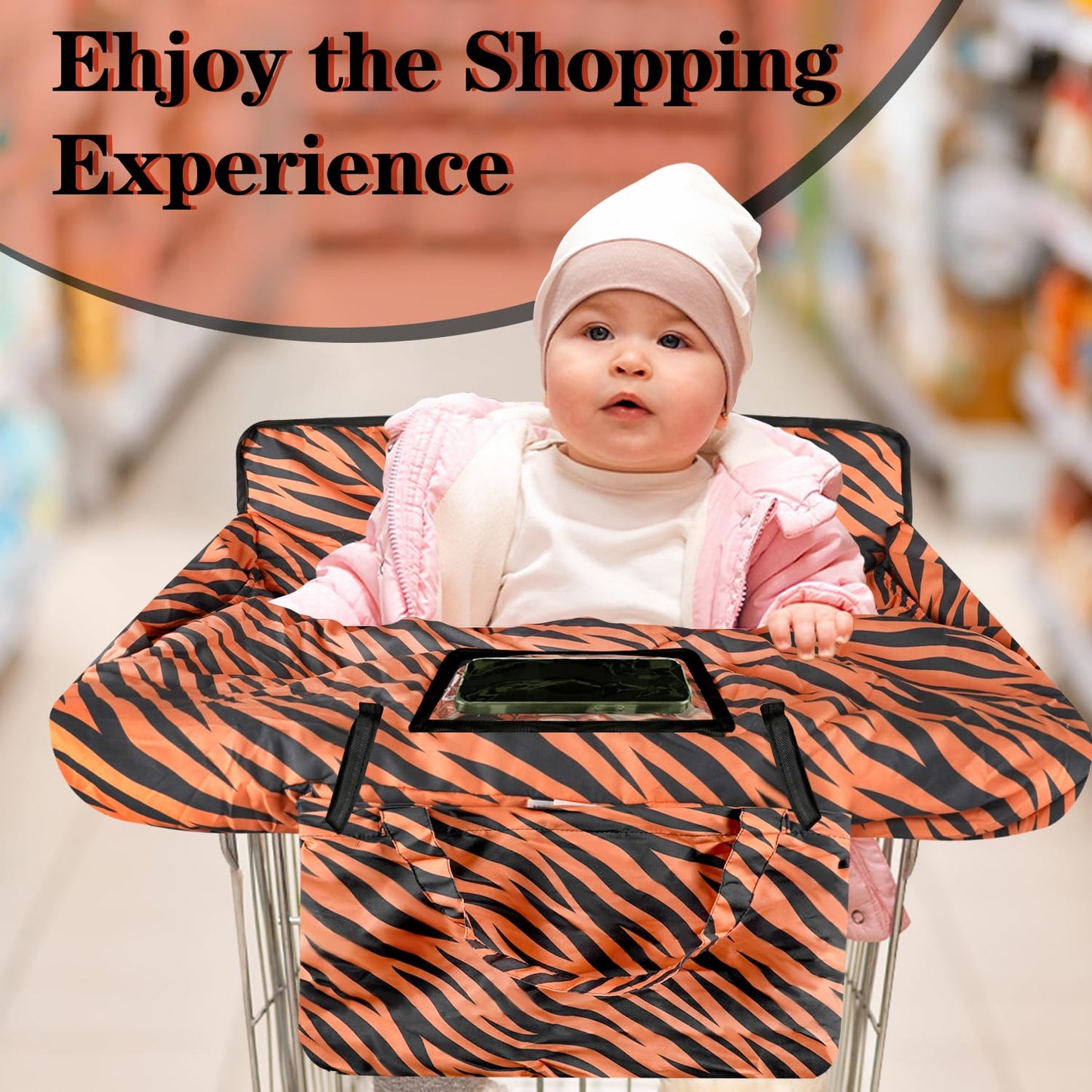 Shopping Cart Cover For Baby Girl & Boy 2-In-1 High Chair Water Resistant High Chair Cover W/Phone Pouch & Pocket Gender Neutral