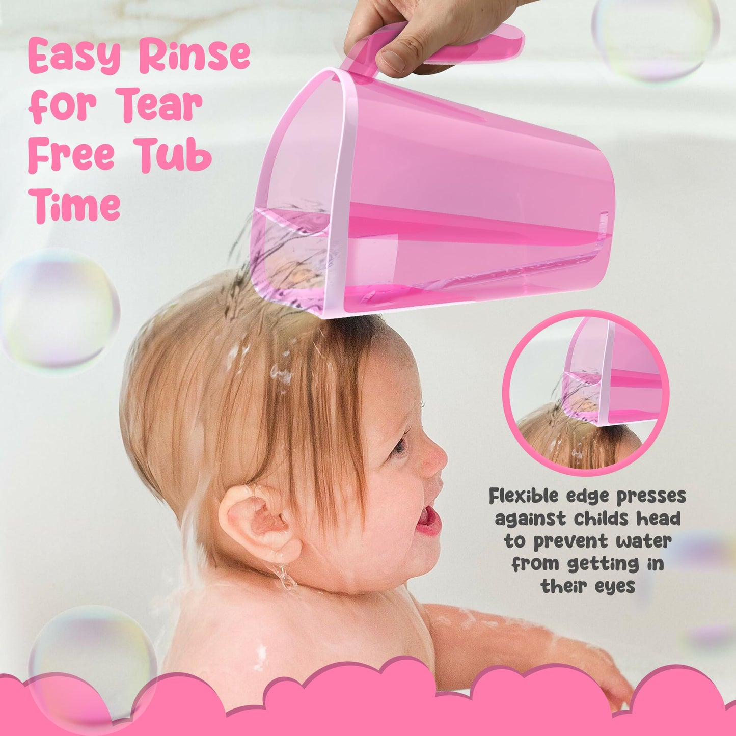 S.C. Products, Inc. Baby Bath Rinse Cup Tear Free Bathing Experience With Baby Bath Cup - Soft Flexible Edge With Comfortable Ha