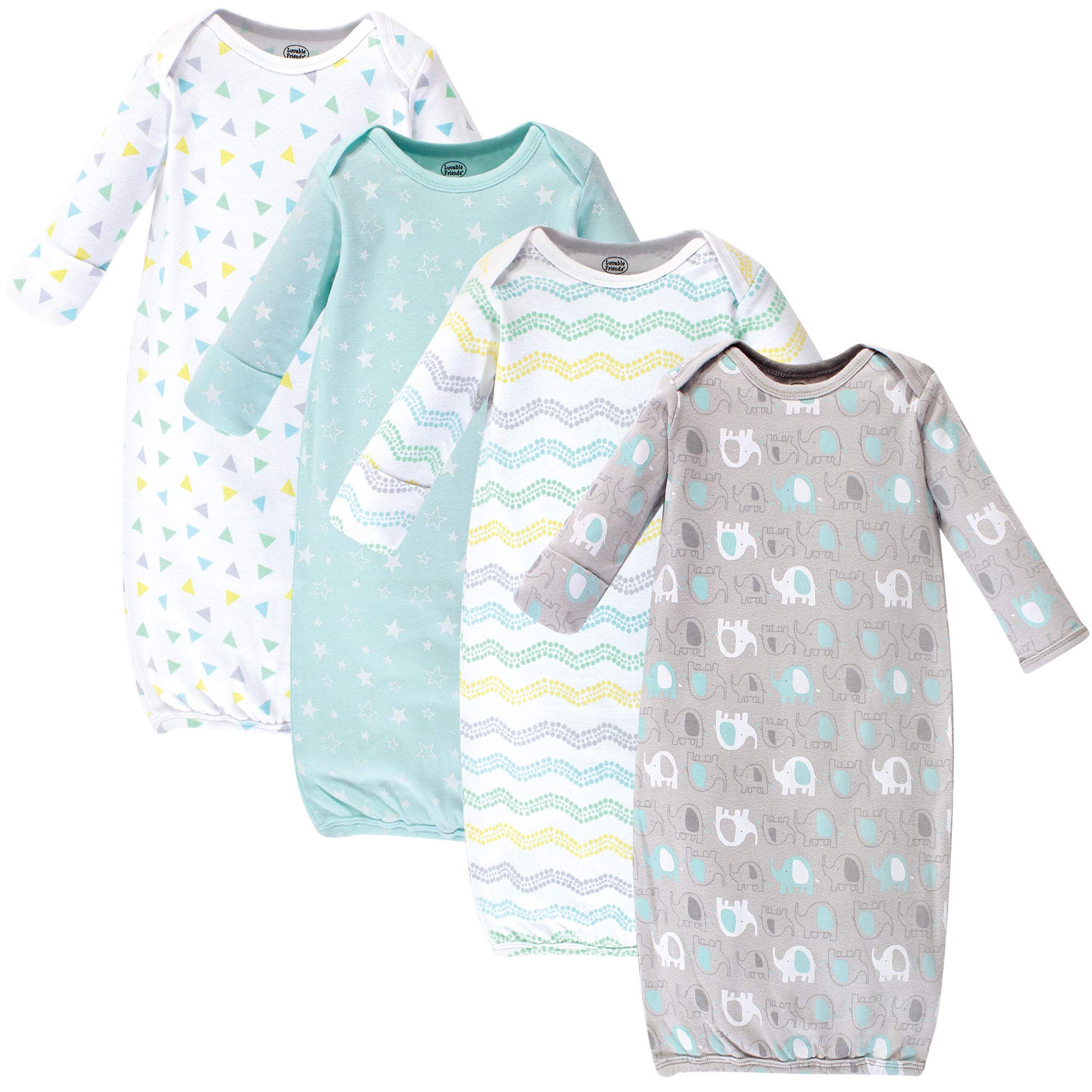 Luvable Friends Unisex Baby Cotton Gowns, Basic Elephant, 0-6 Months U – Cutebab WBBAPB07Q2ZX8FJ