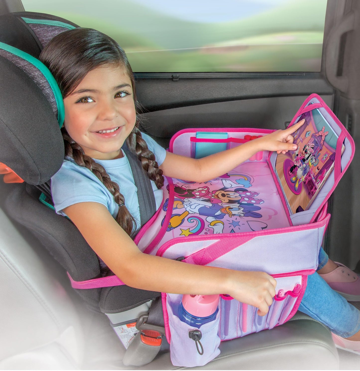 Minnie Mouse Kids Travel Tray for Toddler, Car Seat Tray for Roadtrip Essentials & Activities