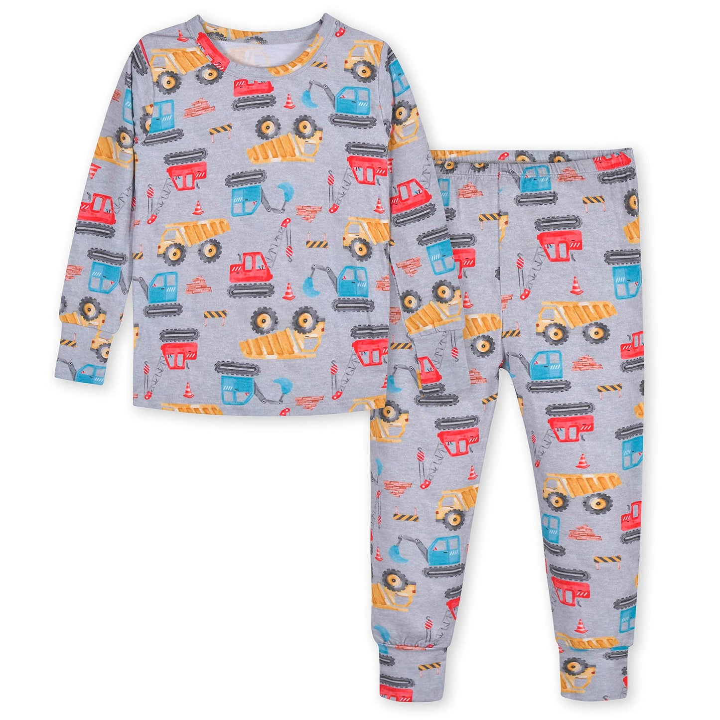 Gerber Unisex Baby Toddler Buttery Soft 2-Piece Snug Fit Pajamas With Viscose Made From Eucalyptus, Construction, 18 Months