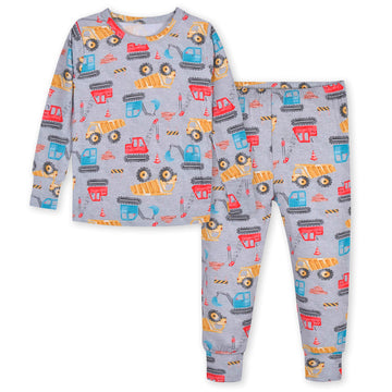 Gerber Unisex Baby Toddler Buttery Soft 2-Piece Snug Fit Pajamas With Viscose Made From Eucalyptus, Construction, 18 Months