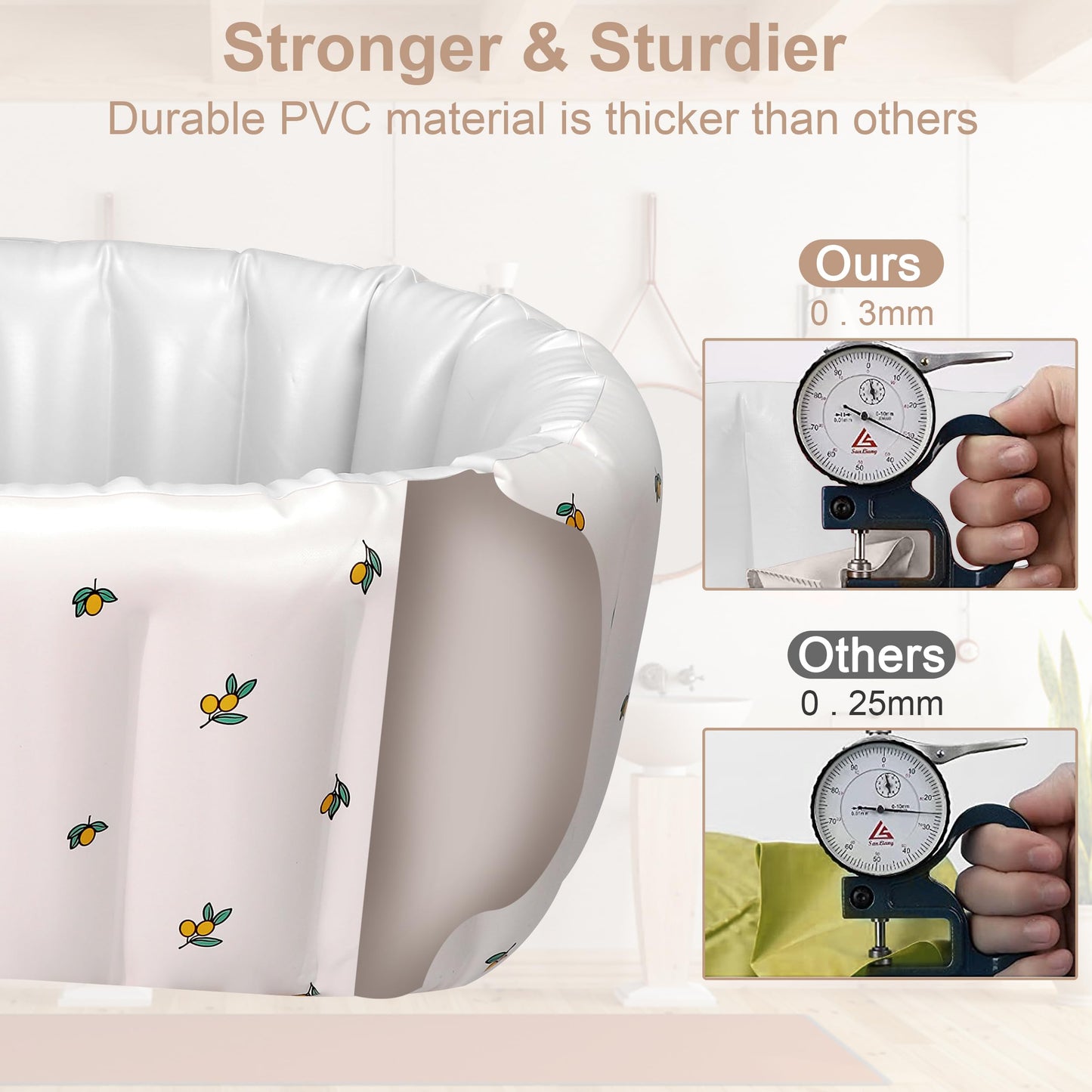 Mink Inflatable Baby Bathtub With Built-In Air Pump, Newborn To Toddler Bath Tub,Portable Travel Shower Basin With Back Support,