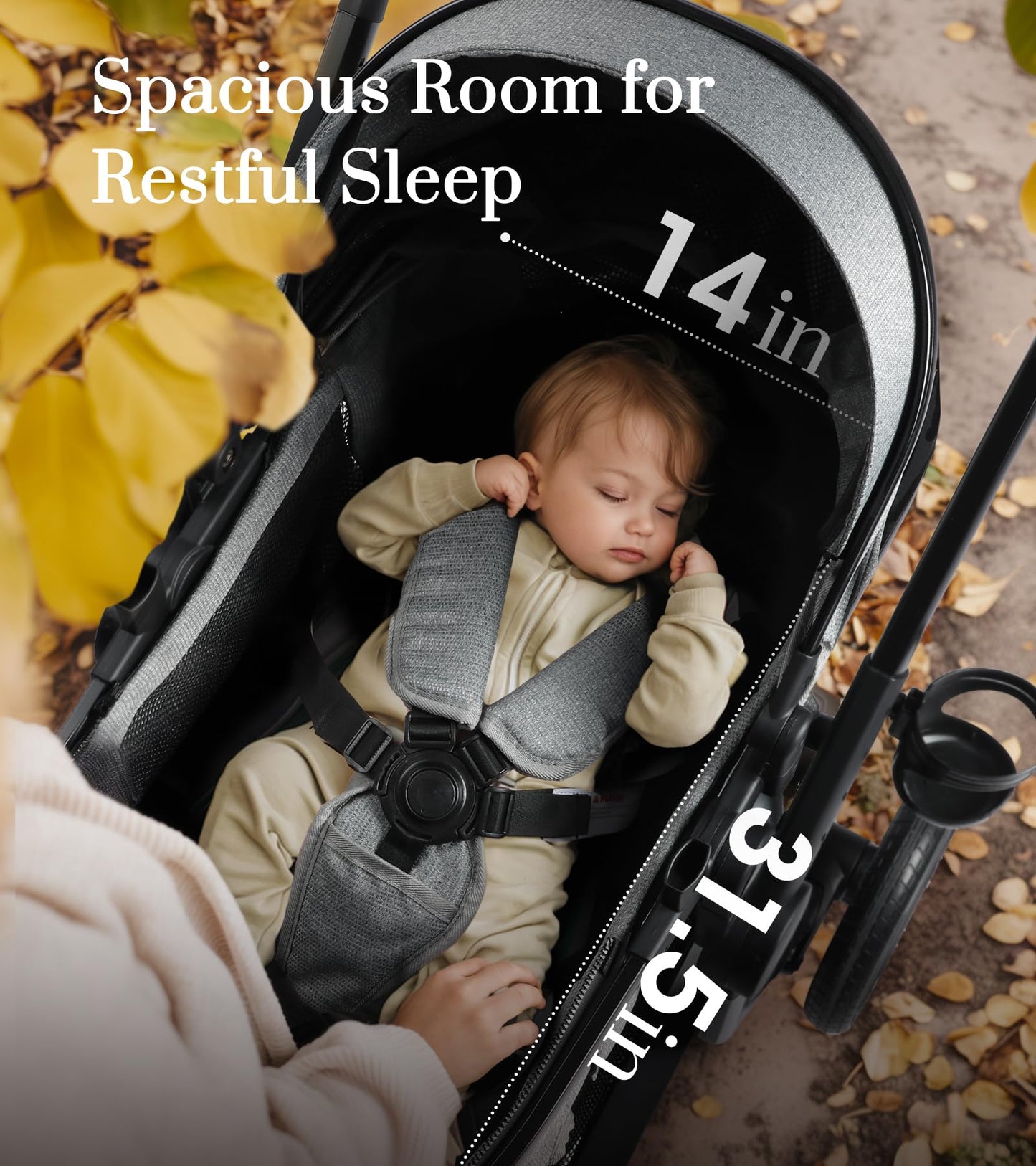 2-In-1 Convertible Baby Stroller With Aluminum Frame & Linen, Bassinet Stroller With Rubber Wheels, Foldable Infant Stroller Wit