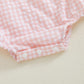 Rarjuiey My First Valentines Day Baby Girl Outfits Newborn Smocked Bubble Romper Plaid Heart Bodysuit Valentines Day Clothes (Pi