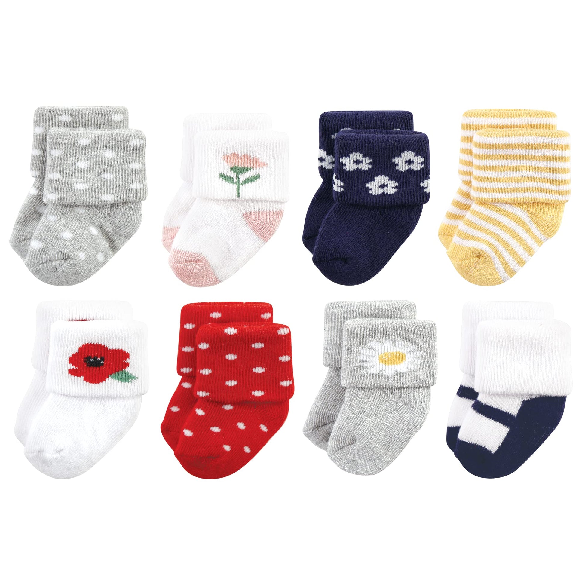 Hudson Baby Unisex Baby Cotton Rich Newborn And Terry Socks, Wildflower, 0-6 Months