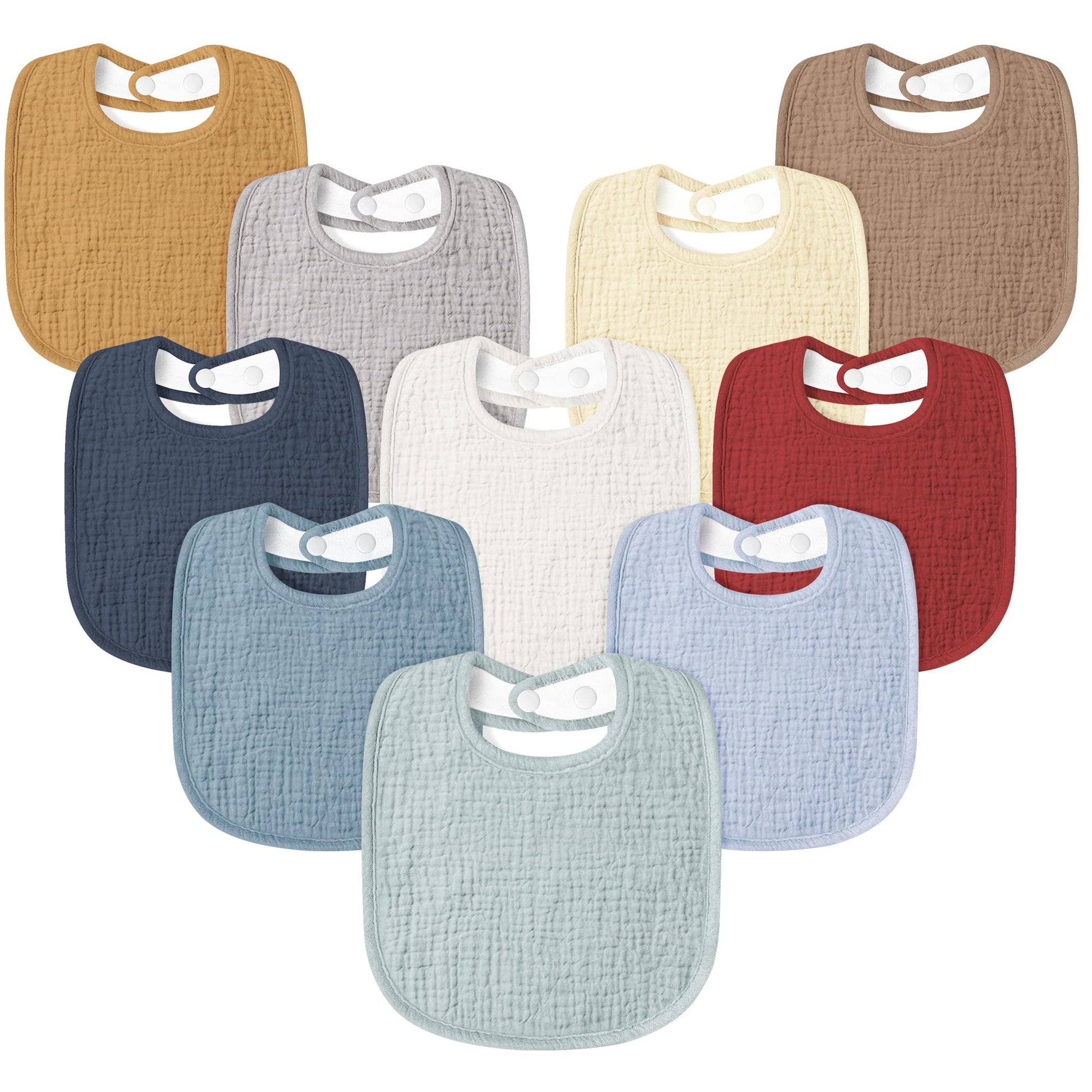 Susurration Muslin Baby Drool Bibs 10Pack Soft Square Adjustable Bandana Bibs For Unisex Baby Girls & Boys (Multicolored)