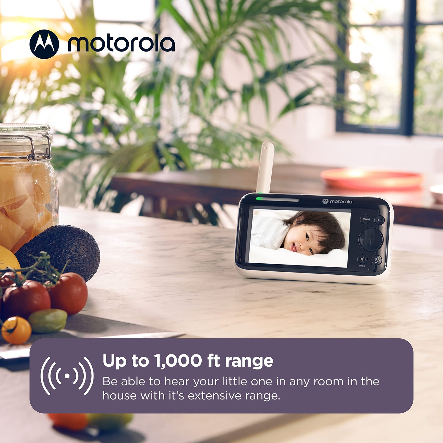 Motorola Baby Monitor Pip1610 Hd Connect - 5' Wifi Video Baby Monitor With Camera, Wall Mount, 1080P, Smart Phone Nursery App,