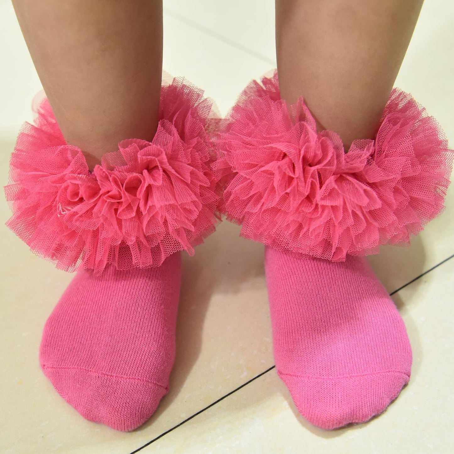 Twinkling At Down Girls Ruffle Socks Fluffy Ruffle Princess Dress Socks Newborn/Infant/Toddler/Girl (0-1 Years)
