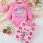 Fullfamous Baby Girl Clothes Gifts Outfits,Fall Winter Long Sleeve Romper And Pant Set Rose Red Donut 3-6 Months