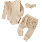 Fullfamous Infant Baby Girl Clothes Outfits,Fall Winter Romper Christmas Clothing Set 9-12 Months Ecru