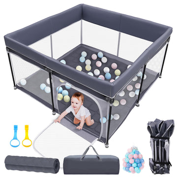 Foldable Baby Playpen with Mat, 50x50 Playpen for Babies and Toddlers, Play Pen for Baby with Gate, Breathable, Collapsible 