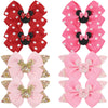Qearl 8 Pcs Mouse Ears Bow Clips For Girls, Polka Dot Red Bows Theme Park Costume Party Decoration For Toddlers Girls In Pairs
