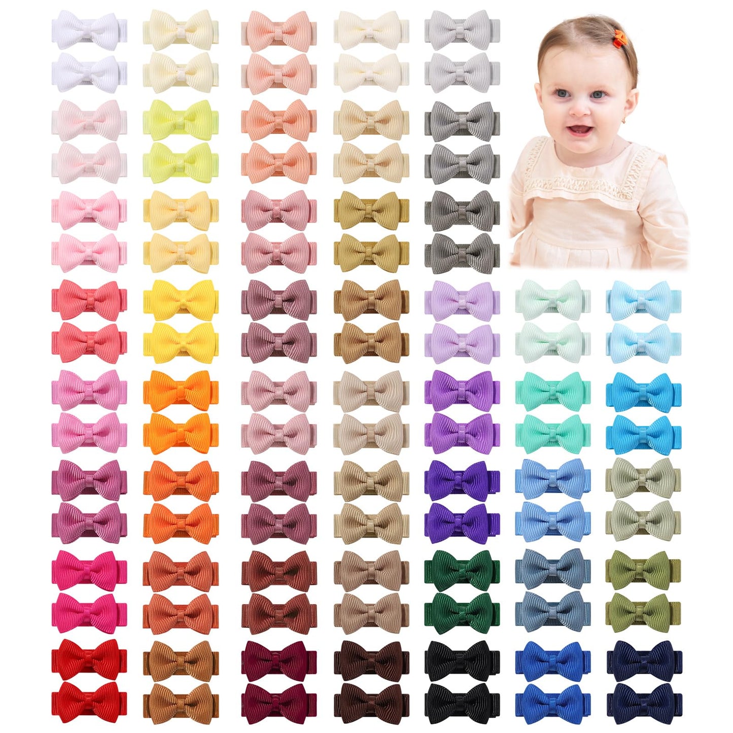 Yhxx Ylen Baby Hair Bows For Girls Mini Fully Lined Hair Bows Grosgrain Ribbon 1.2' Tiny Baby Hair Clips For Baby Girls Infant