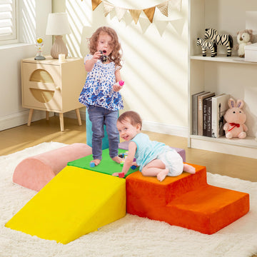 Reliancer 6Pcs Climb & Crawl Foam Block Play Set,Toddler Modular Foam Climbing Blocks,Interactive Kids Soft Building Blocks Toy