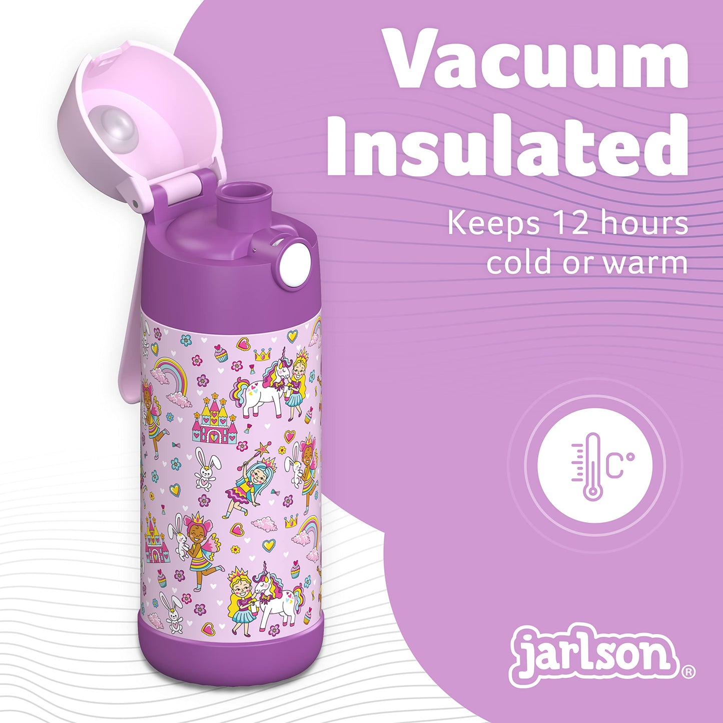 Jarlson    Kids Water Bottle - Mali - Insulated Stainless Steel Water Bottle With Chug Lid - Thermos - Girls/Boys (Princess  'Mo