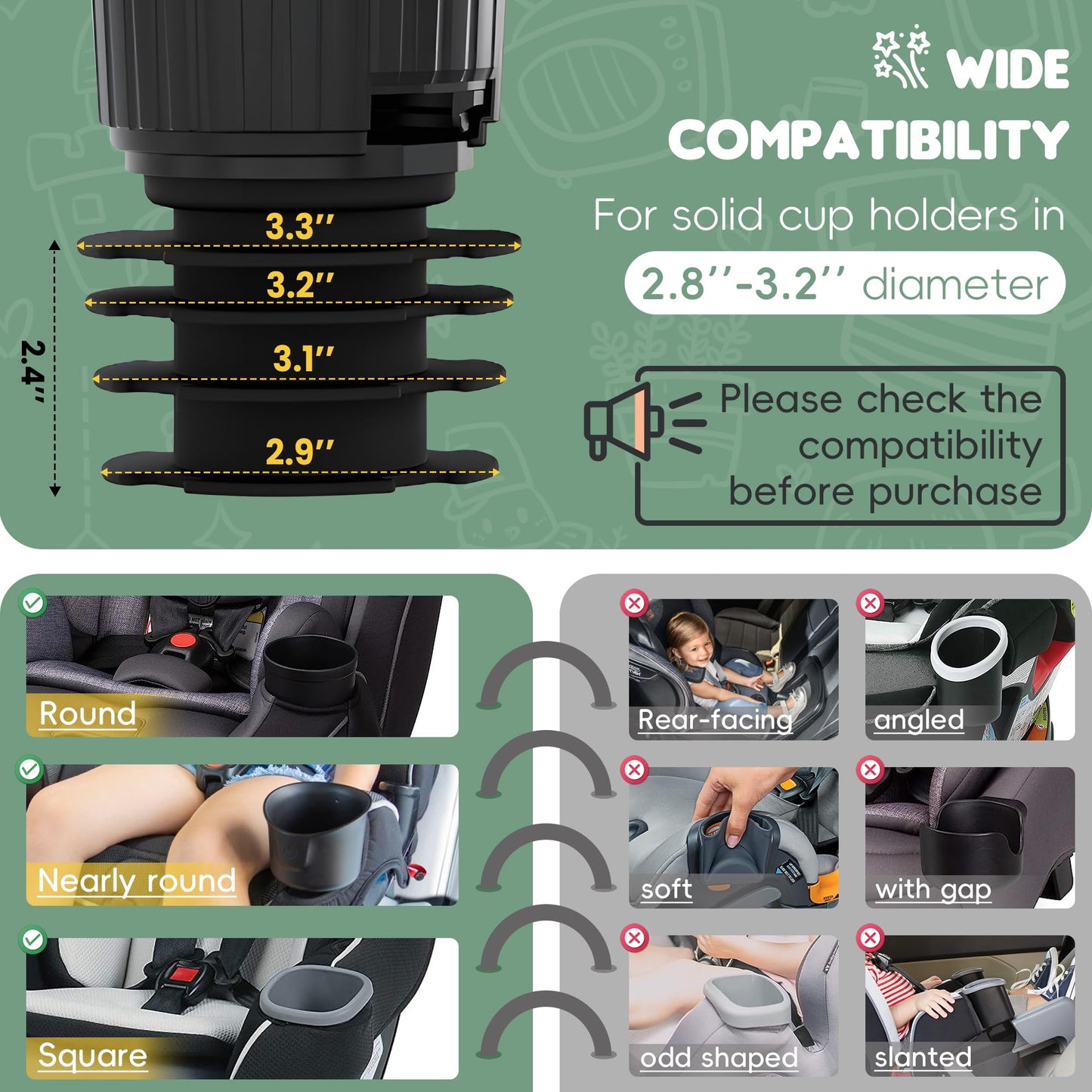 2 Pack Upgraded Car Seat Tray For Kids Car Seat Tray With Expandable Base For Snacks, Toys, Books, Entertainment Kids Travel Ess