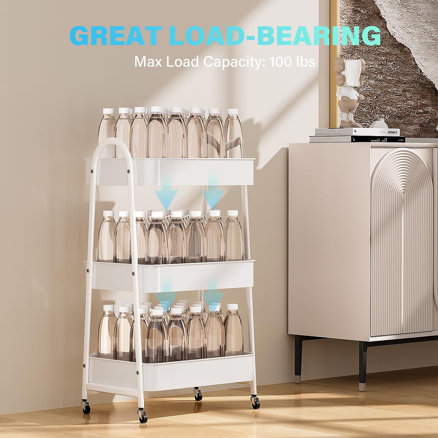 Volnamal Baby Diaper Caddy Organizer, Metal Utility Diaper Cart, Multifunction Essential Newborn Baby Registry Items, Movable Ch