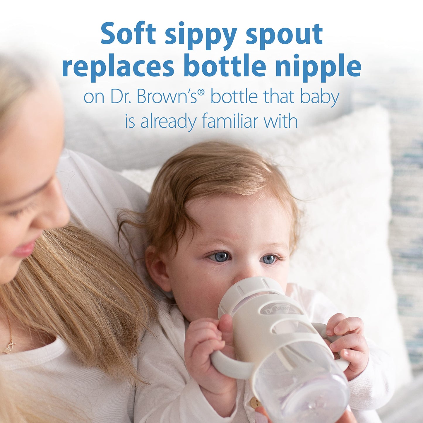 Dr. Brown'S Milestones Wide-Neck Sippy Bottle With 100% Silicone Handles, Easy-Grip Bottle With Soft Sippy Spout, 9Oz/270Ml, Bpa