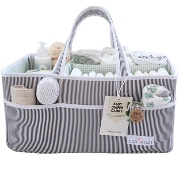 Lily Miles Baby Diaper Caddy - Large Organizer Tote Bag For Baby Essentials Boy Or Girl - Baby Shower Basket - Nursery Must Have