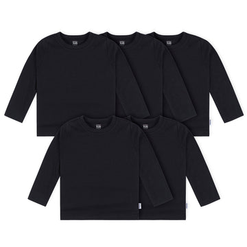 Gerber Baby Toddler 5-Pack Solid Long Sleeve T-Shirts Jersey 160 Gsm, Black, 18 Months