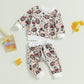 Baby Girl Clothes Valentines Day Outfits Long Sleeve Fall Winter Infant Toddler Sweatshirt Top Pants Set (Rugby&Flower, 0-6 Mont