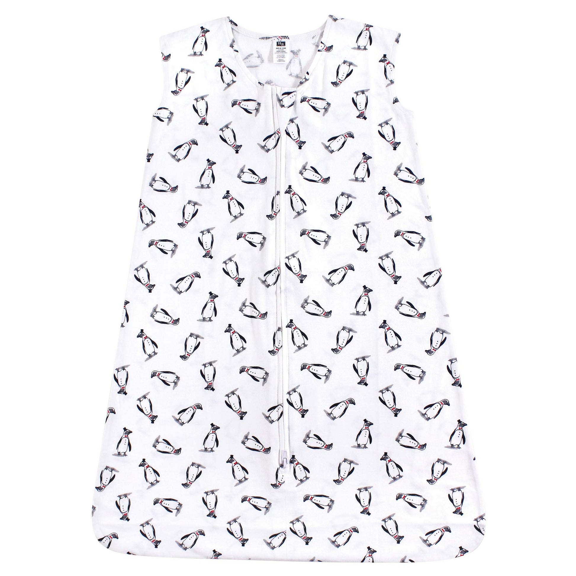 Hudson Baby Unisex Baby Cotton Sleeveless Wearable Sleeping Bag, Sack, Blanket, Penguins, 0-6 Months
