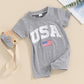 Fybitbo 4Th Of July Baby Boy Girl Outfit Usa Flag Short Sleeve Jumpsuit Romper Newborn Onesie Clothes (My First Fourth Of July B