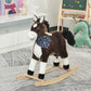 Qaba Kids Plush Ride-On Rocking Horse Toy Cowboy Rocker with Fun Realistic Sounds for Child 3-6 Years Old, Brown