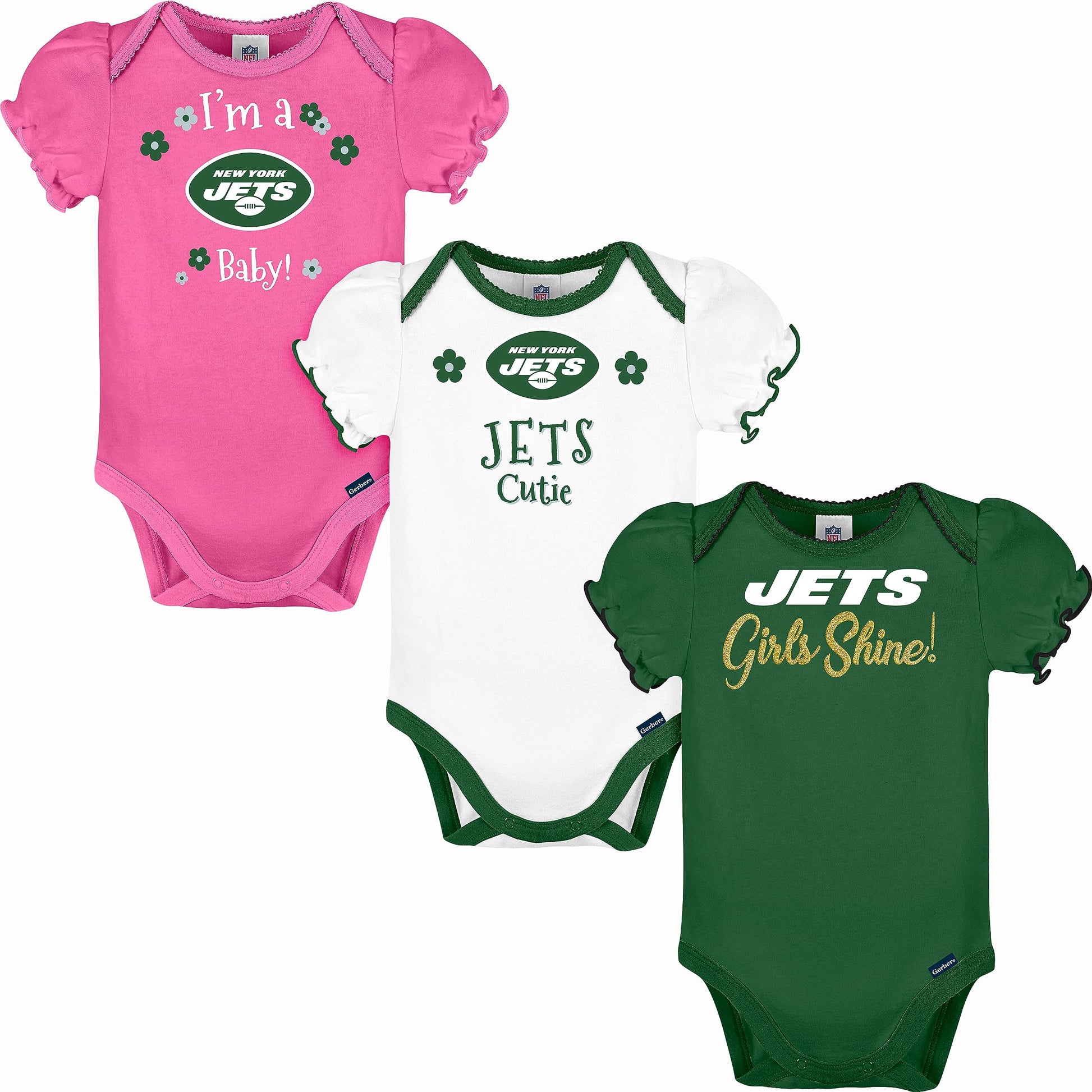 Nfl Baby Girls 3 Pack Short Sleeve Bodysuit, Team Color, 18 Months Us