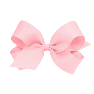 Wee Ones Girls' Classic Grosgrain Hair Bow On A Weestay Clip With Plain Wrap, Large, Light Pink