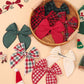 Doboi 8Pcs Baby Girls Hair Clips Large Christmas Fable Hair Bows Cotton Linen Bows For Girls Gingham Hair Accessories For Baby T