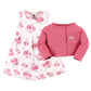 Hudson Baby Baby Girls' Cotton Dress And Cardigan Set, Blush Rose, 12-18 Months
