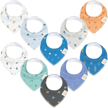 10-Pack Organic Baby Bandana Bibs For Girls - Super Absorbent Triangle Baby Bibs For Drooling And Teething Infant, 100% Cotton E