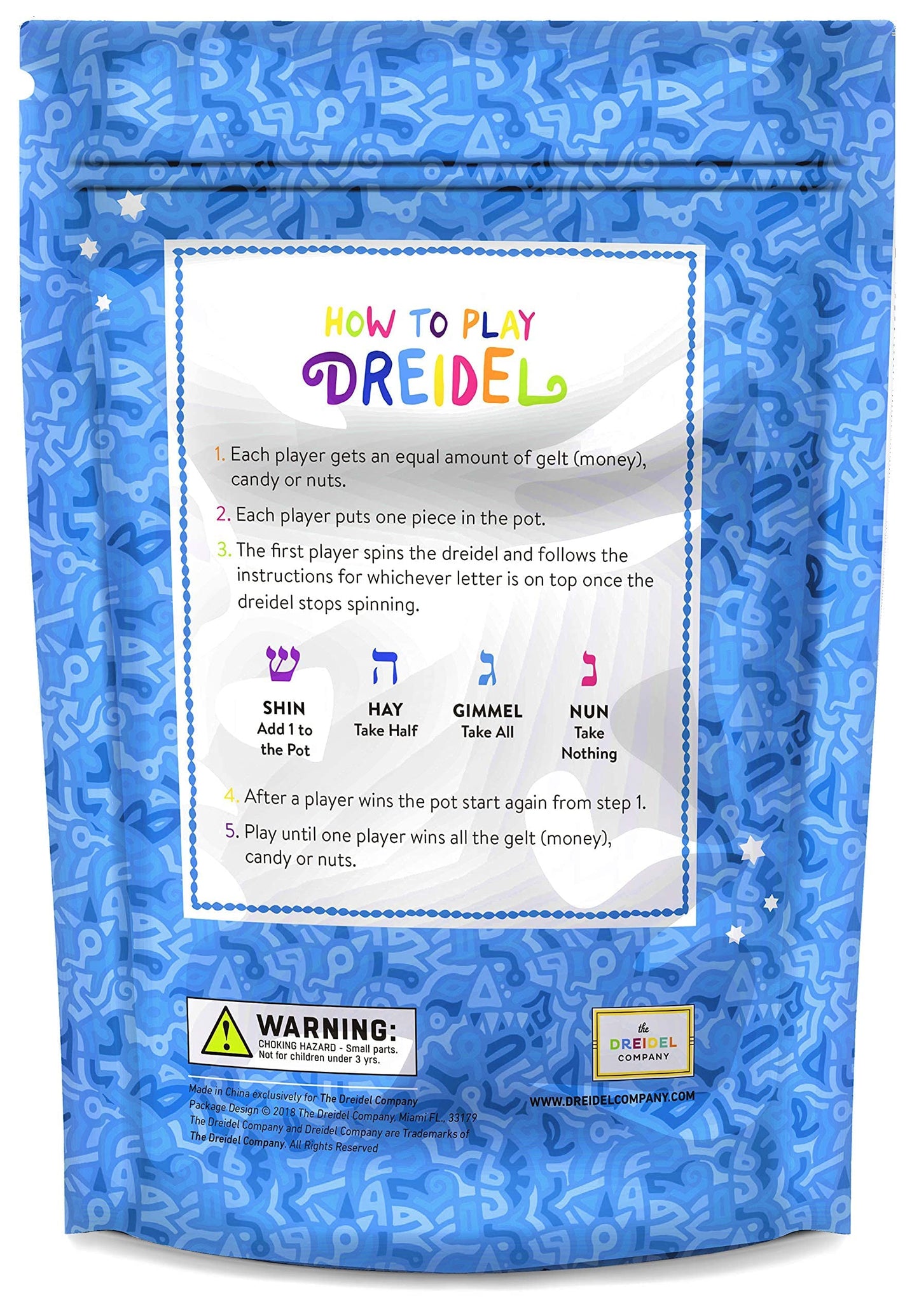 The Dreidel Company Wood Multi-Colored Dreidels Medium Sized Hanukkah Draydels With English Transliteration (30-Pack)
